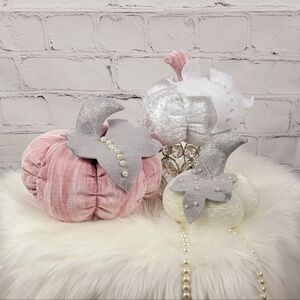 Plush pink glam pumpkins set of 3